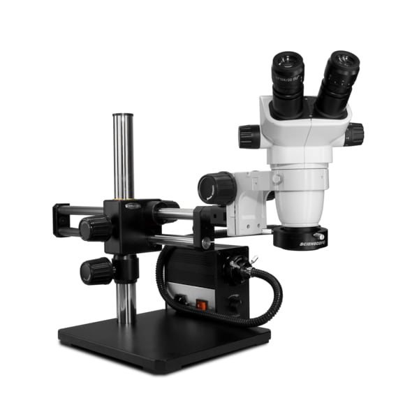 SSZ Stereo Zoom Microscope And Fiber-Optic LED Light On Dual Arm Stand